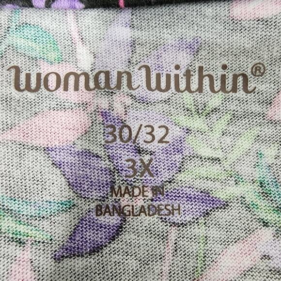 Woman Within T Shirt Women 3X Perfect Floral Printed Short Sleeve Boatneck Tunic - Picture 7 of 9
